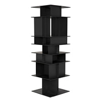 Pisa Shelf: tall matte black steel shelving unit with a modern, industrial design.
