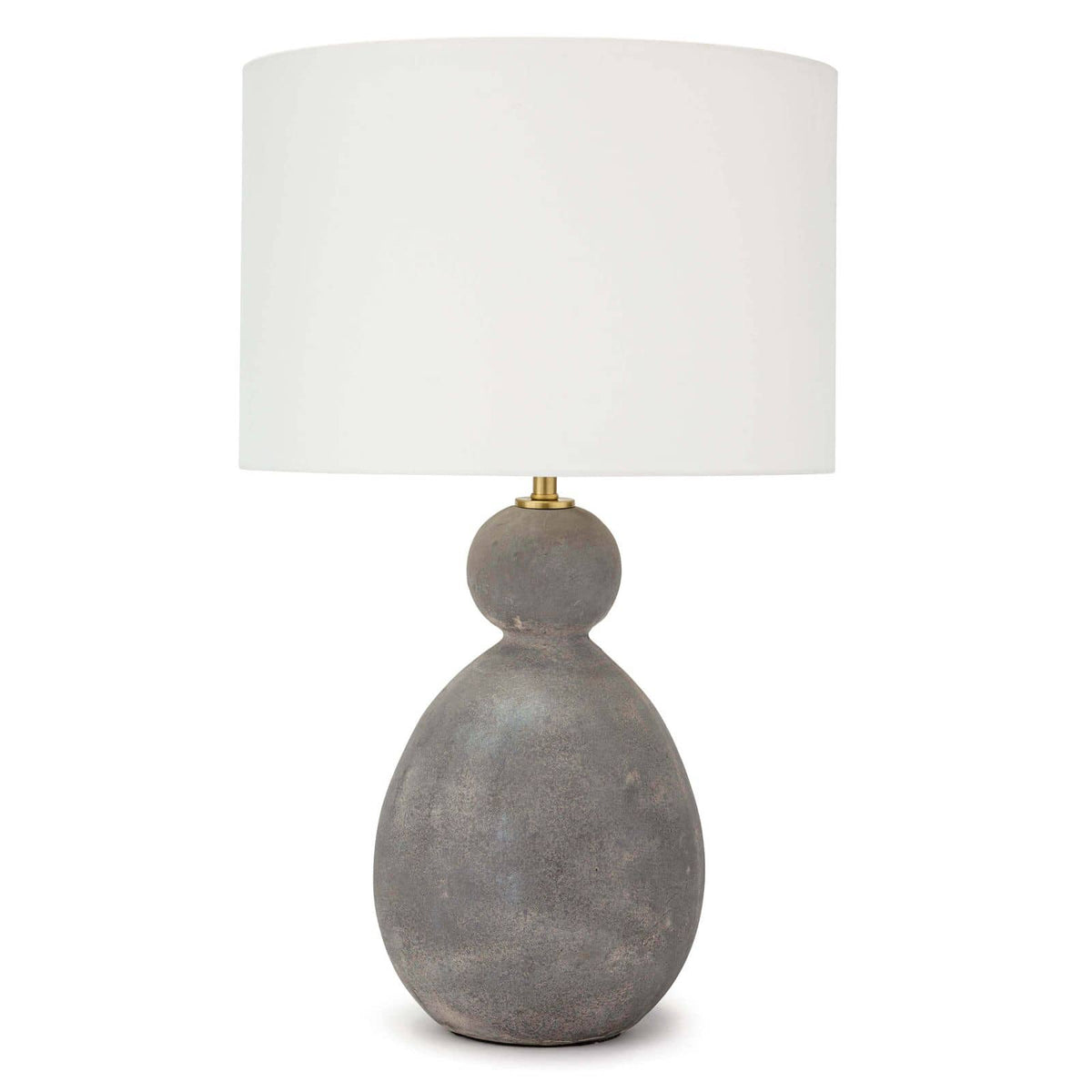 Playa ceramic table lamp with an organic gray textured base and a crisp natural linen drum shade.