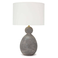 Playa ceramic table lamp with an organic gray textured base and a crisp natural linen drum shade.
