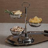 Polished Nickel 3-Tier Appetizer Condiment Server - Bowl Top View | Bone & Brass