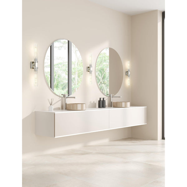 Polished Nickel Fluted Glass Wall Sconce
