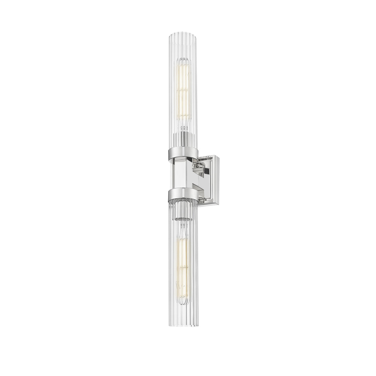 Polished Nickel Fluted Glass Wall Sconce
