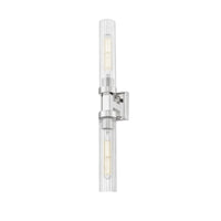 Polished Nickel Fluted Glass Wall Sconce