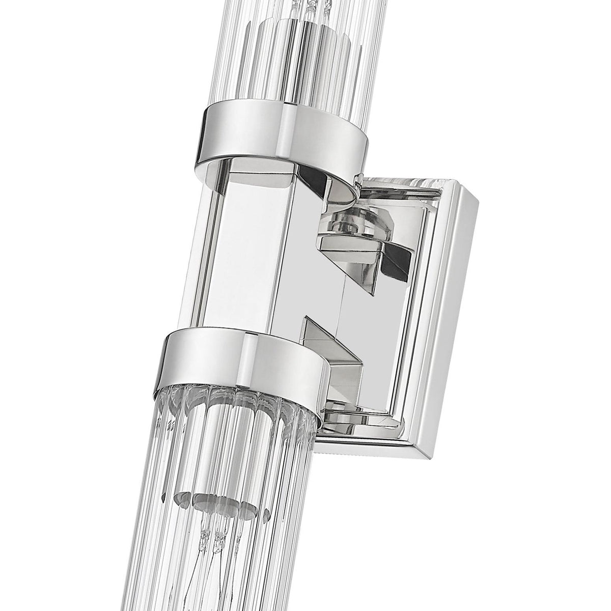 Polished Nickel Fluted Glass Wall Sconce