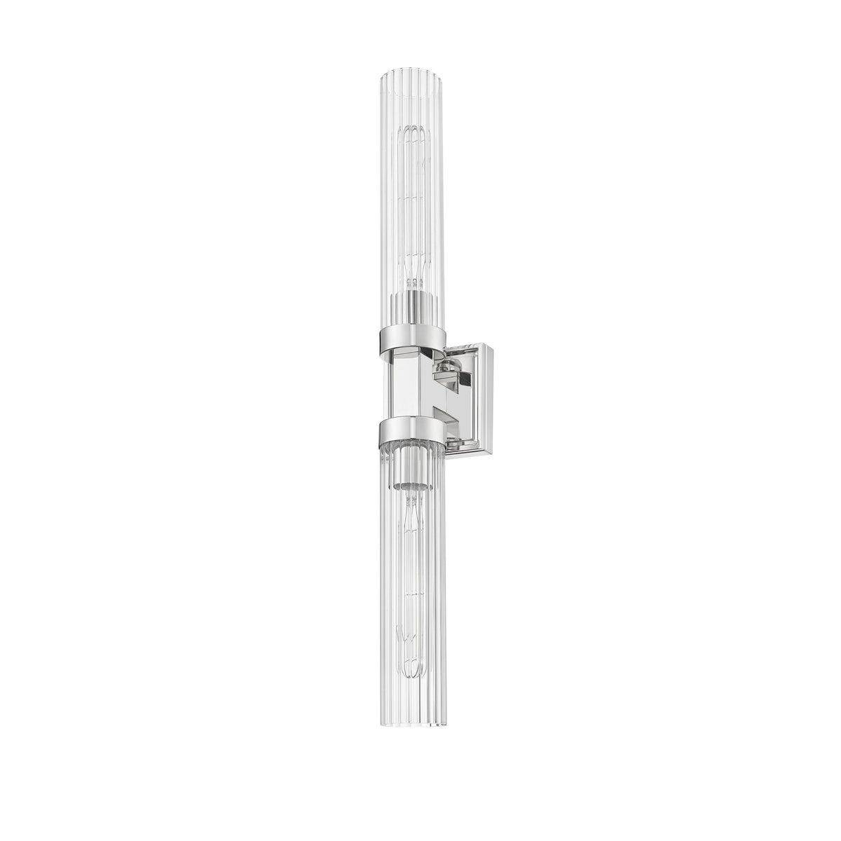 Polished Nickel Fluted Glass Wall Sconce