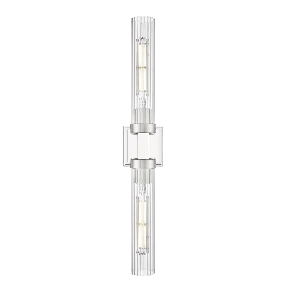 Polished Nickel Fluted Glass Wall Sconce