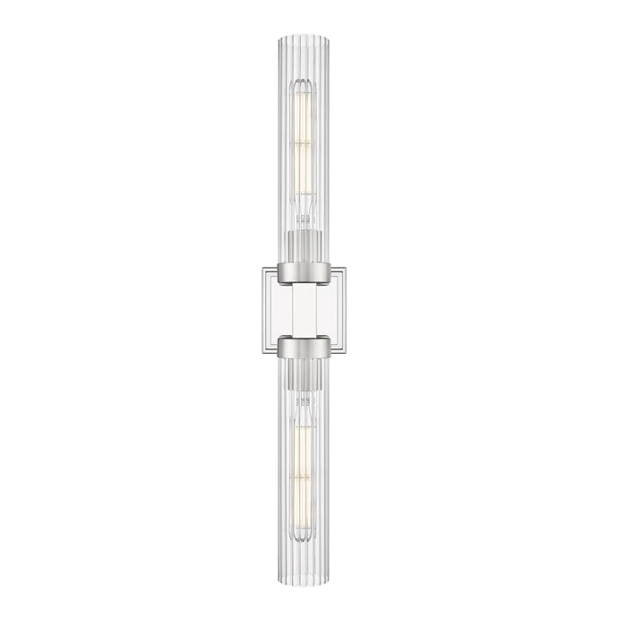 Polished Nickel Fluted Glass Wall Sconce