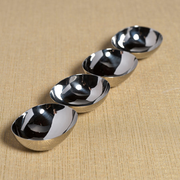 Polished Stainless Steel 4-Bowl Serving Bowls - Bowl Detail | Bone & Brass
