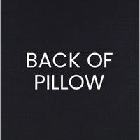 Solid black polypropylene back of a luxury 24x24 throw pillow with a seamless zippered cover.