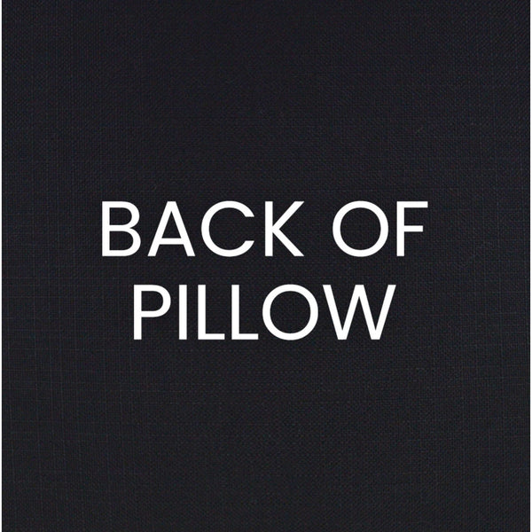 Solid black polypropylene back of a luxury 24x24 throw pillow with a seamless zippered cover.