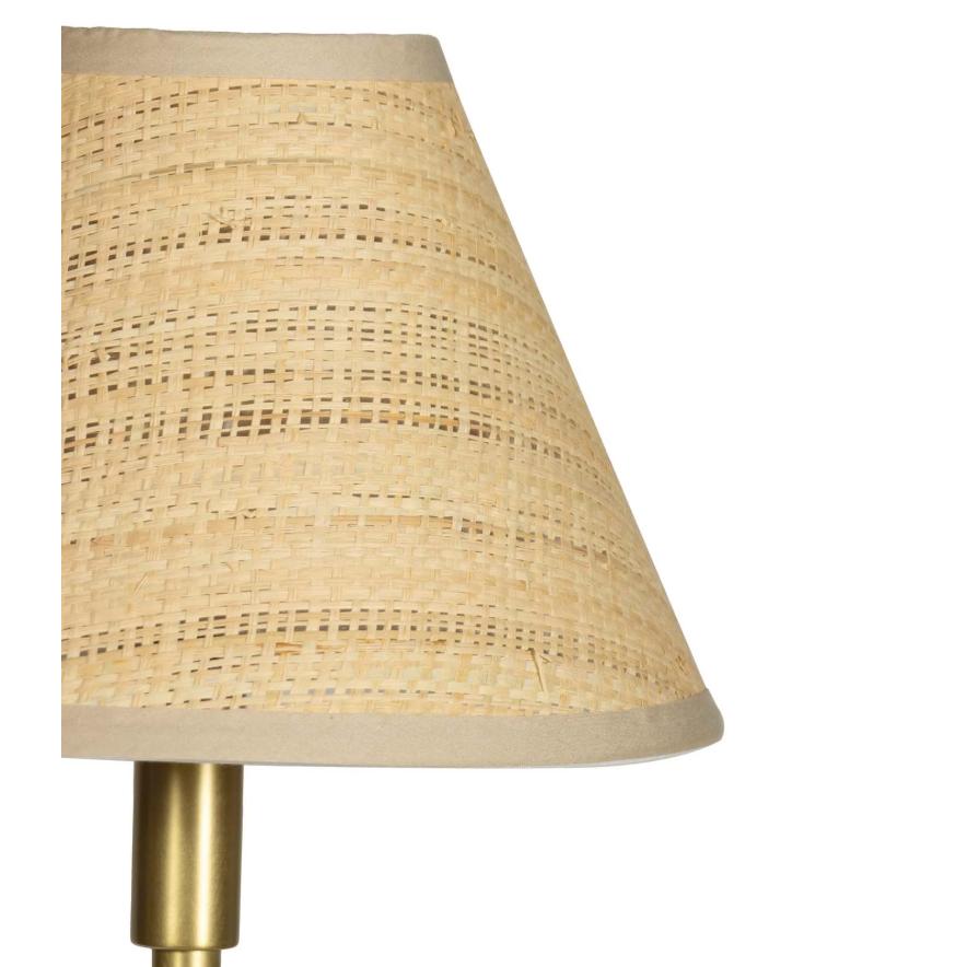 Polly Double Arm Table Lamp - Natural Brass Rattan Shade - Lamp Detail | Bone & Brass
