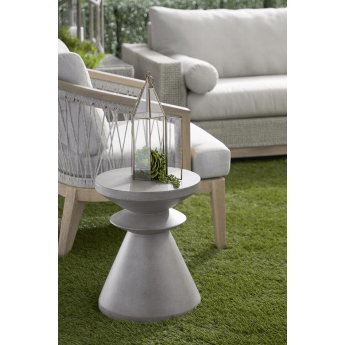 Poppie Gray Concrete Accent Table - Table Side View | Bone & Brass