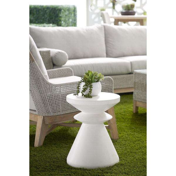Poppie Ivory Concrete Accent Table - Table Side View | Bone & Brass