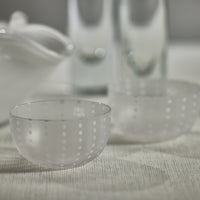 Porto White Dot Glass Bowls, Set of 4 - Bowl Detail | Bone & Brass