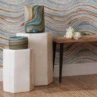 Porto White Hexagon Ceramic Side Table - Table Side View | Bone & Brass