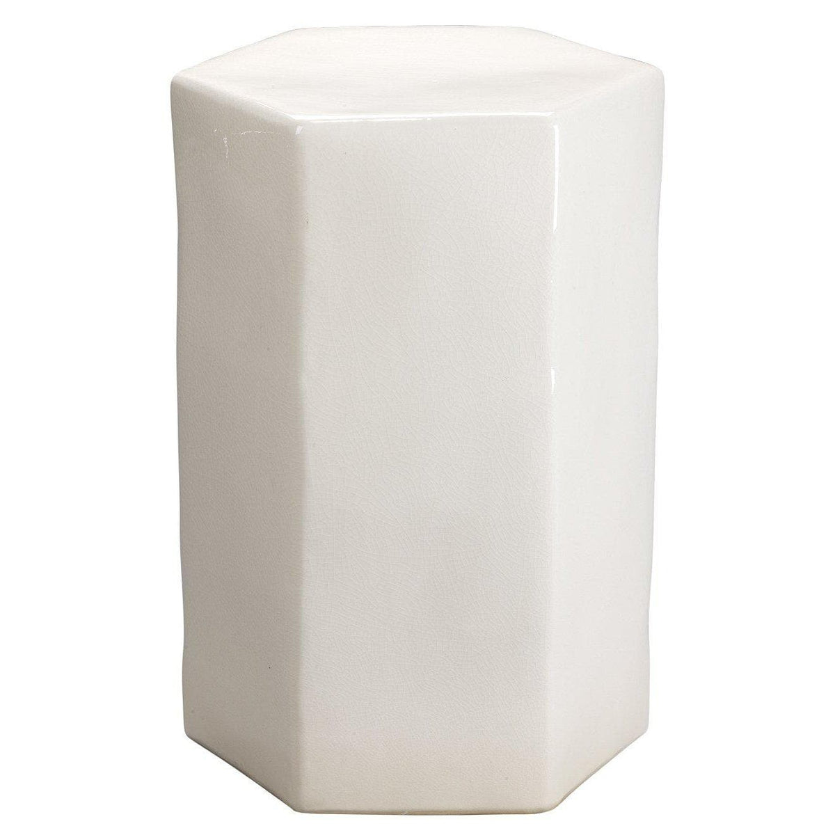 Porto White Hexagon Ceramic Side Table | Bone & Brass