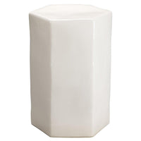 Porto White Hexagon Ceramic Side Table | Bone & Brass