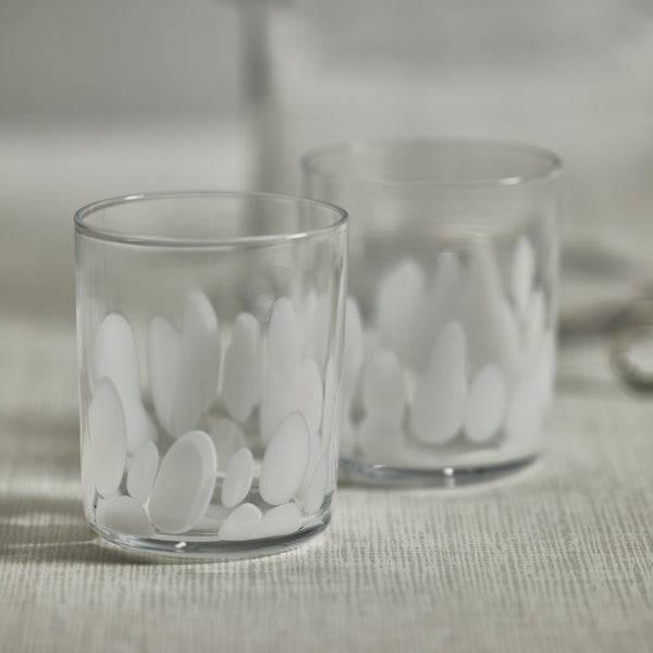 Porto White Spot Tumbler Glasses, Set 4 - Tumbler Detail | Bone & Brass
