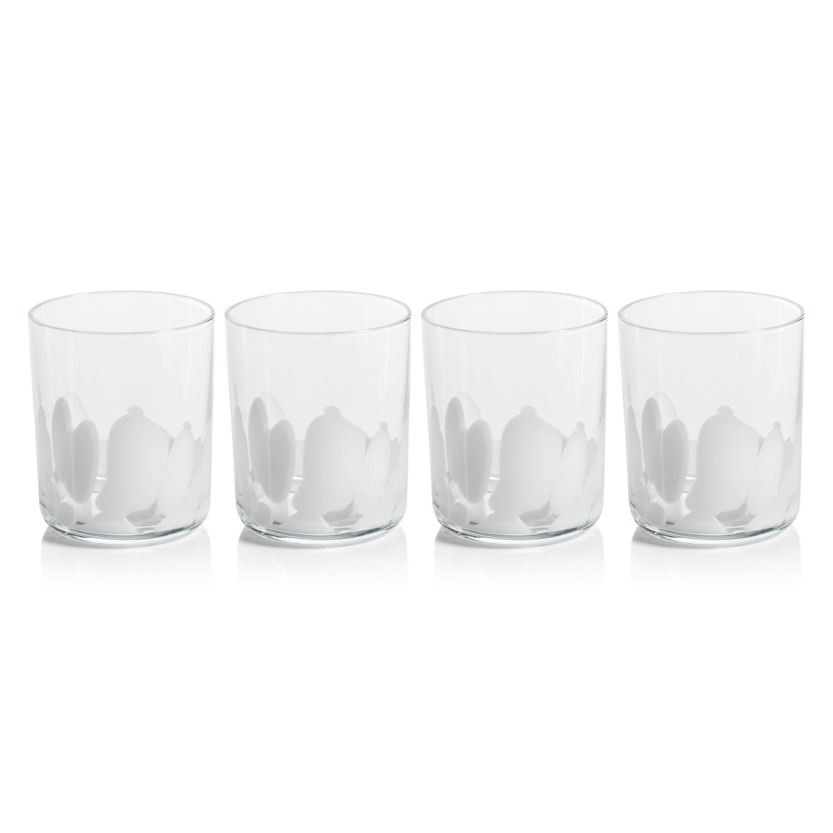 Porto White Spot Tumbler Glasses, Set 4 - Tumbler Side View | Bone & Brass