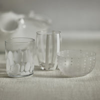 Porto White Spot Tumbler Glasses, Set 4 - Tumbler Close Up | Bone & Brass