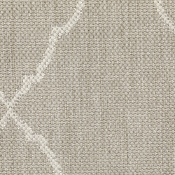 Close-up of a Portofino Grey flatwoven polypropylene outdoor rug with a subtle geometric pattern.