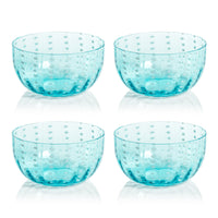 Preston Aqua Blue & White Dot Glass Bowls, Set of 4 - Bowl Top View | Bone & Brass