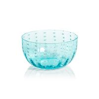 Preston Aqua Blue & White Dot Glass Bowls, Set of 4 | Bone & Brass