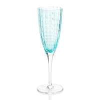 Preston Aqua Glass Champagne Flutes, Set 4 | Bone & Brass