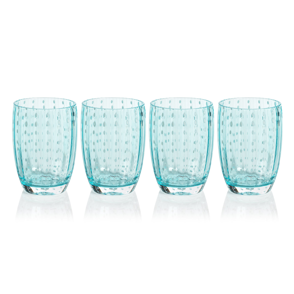 Preston Aqua Glass Tumbler Glasses, Set 4 - Tumbler Side View | Bone & Brass