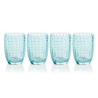 Preston Aqua Glass Tumbler Glasses, Set 4 - Tumbler Side View | Bone & Brass