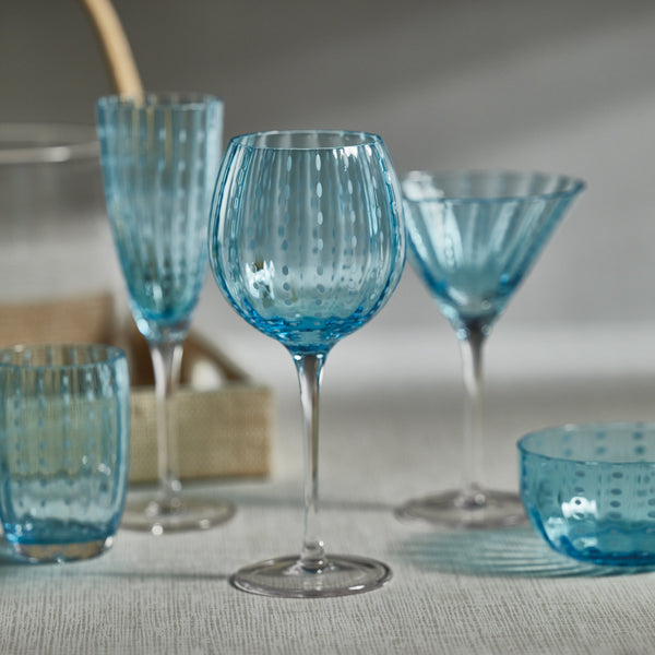 Preston Aqua Glass Wine Glasses, Set 4 - Glass Detail | Bone & Brass