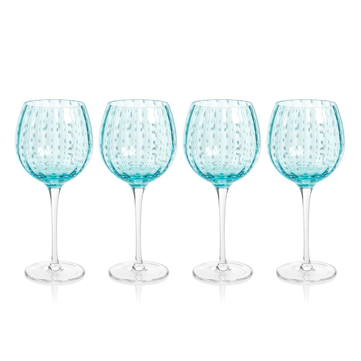 Preston Aqua Glass Wine Glasses, Set 4 - Glass Stem Detail | Bone & Brass