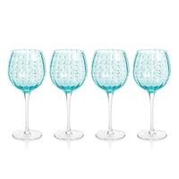 Preston Aqua Glass Wine Glasses, Set 4 - Glass Stem Detail | Bone & Brass
