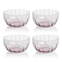 Preston Lavender & White Dot Glass Bowls, Set of 4 - Bowl Top View | Bone & Brass