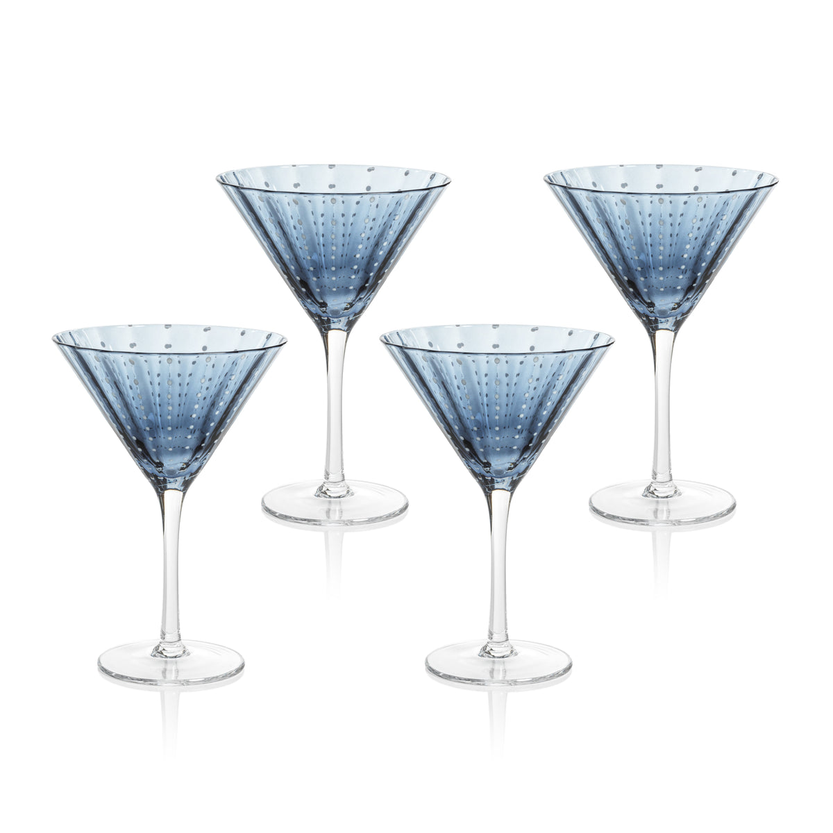 Preston Navy Blue Martini Glasses, Set 4 - Glass Stem Detail | Bone & Brass