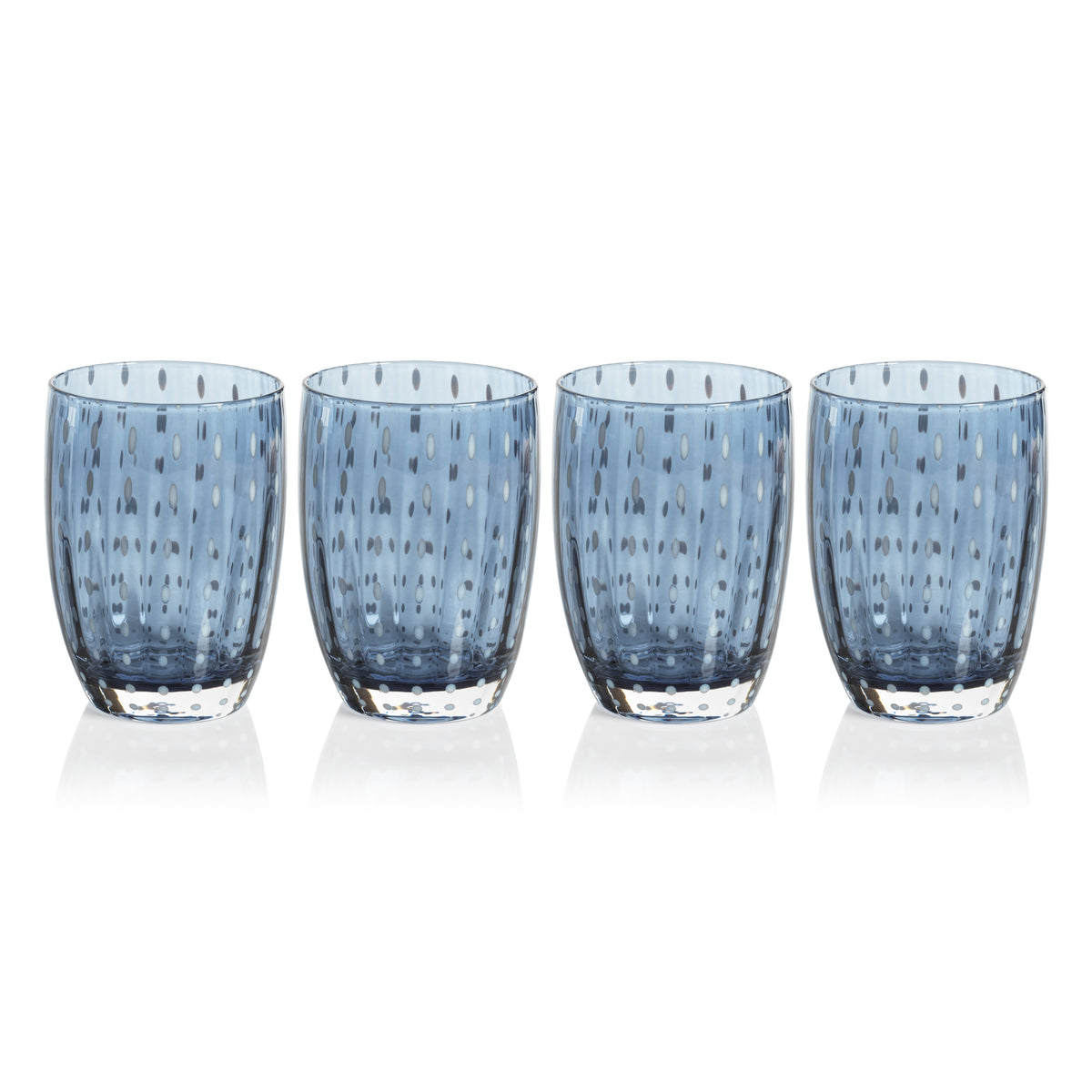 Preston Navy Blue Tumbler Glasses, Set 4 - Tumbler Side View | Bone & Brass