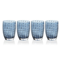 Preston Navy Blue Tumbler Glasses, Set 4 - Tumbler Side View | Bone & Brass