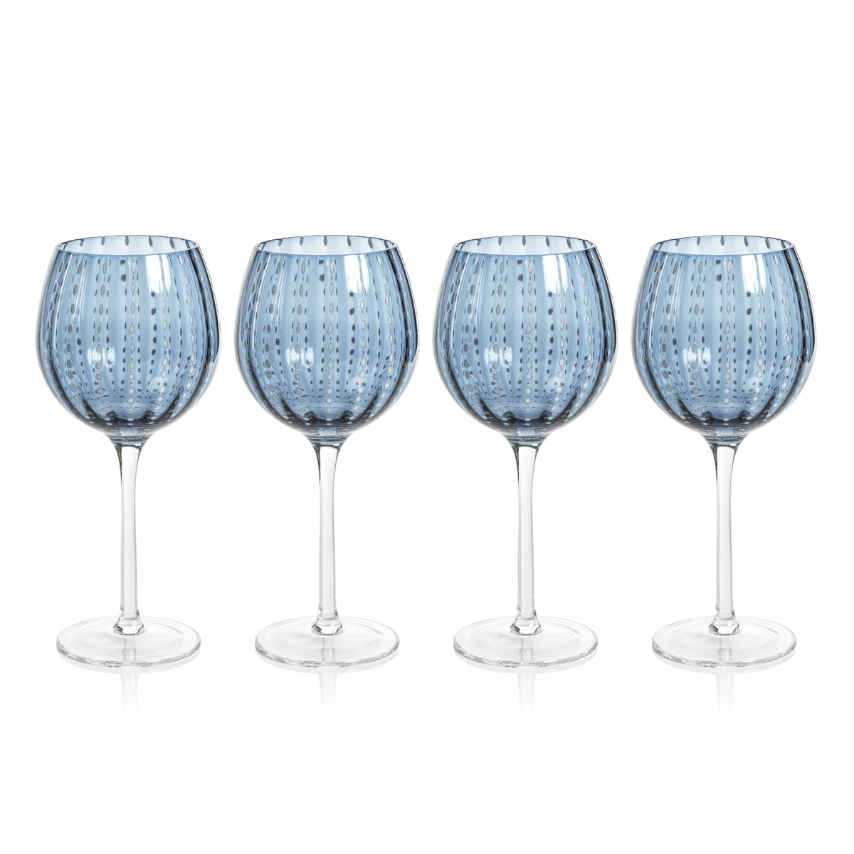 Preston Navy Blue Wine Glasses, Set 4 - Glass Stem Detail | Bone & Brass