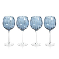 Preston Navy Blue Wine Glasses, Set 4 - Glass Stem Detail | Bone & Brass