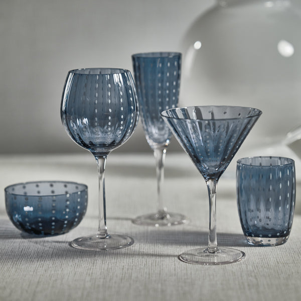 Preston Navy & White Dot Glass Bowls, Set 4 - Bowl Detail | Bone & Brass