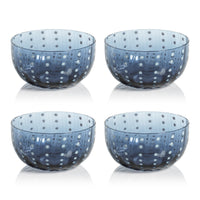 Preston Navy & White Dot Glass Bowls, Set 4 - Bowl Top View | Bone & Brass
