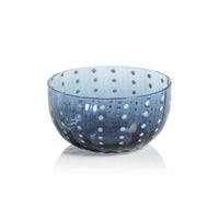 Preston Navy & White Dot Glass Bowls, Set 4 | Bone & Brass