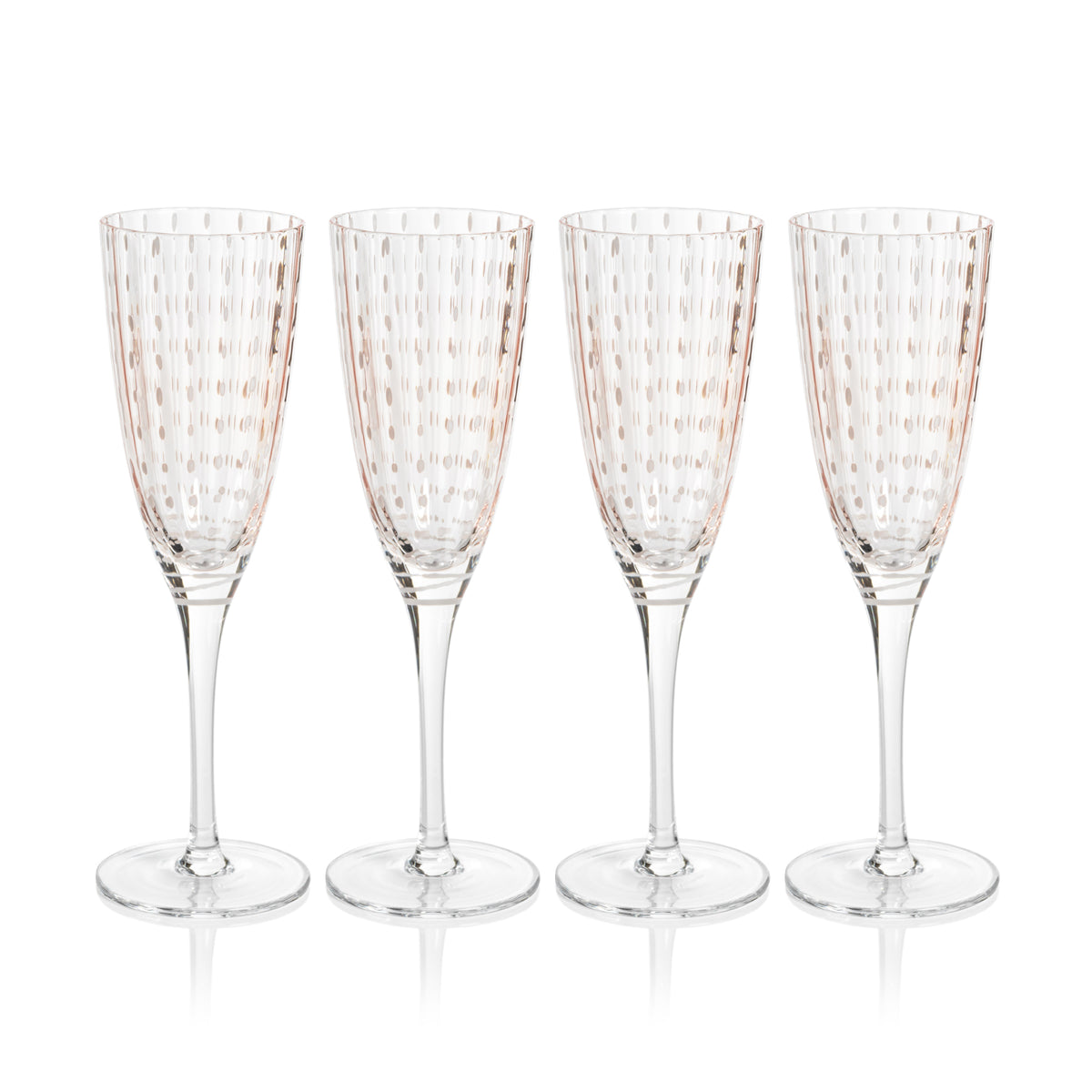 Preston Pink Glass Champagne Flutes, Set 4 - Glass Stem Detail | Bone & Brass