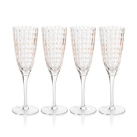Preston Pink Glass Champagne Flutes, Set 4 - Glass Stem Detail | Bone & Brass