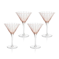 Preston Pink Glass Martini Glasses, Set 4 - Glass Stem Detail | Bone & Brass