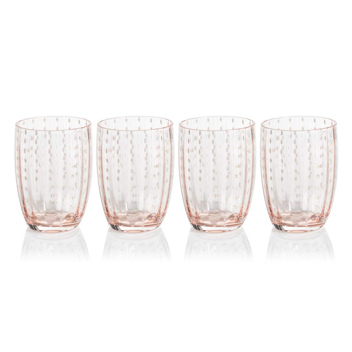 Preston Pink Glass Tumbler Glasses, Set 4 - Tumbler Side View | Bone & Brass
