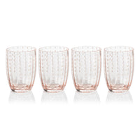 Preston Pink Glass Tumbler Glasses, Set 4 - Tumbler Side View | Bone & Brass
