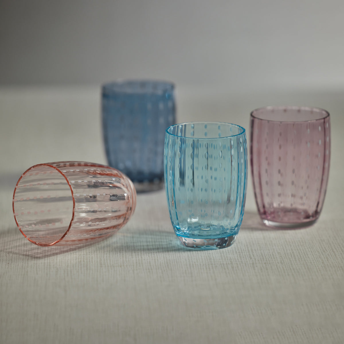 Preston Pink Glass Tumbler Glasses, Set 4 - Tumbler View | Bone & Brass