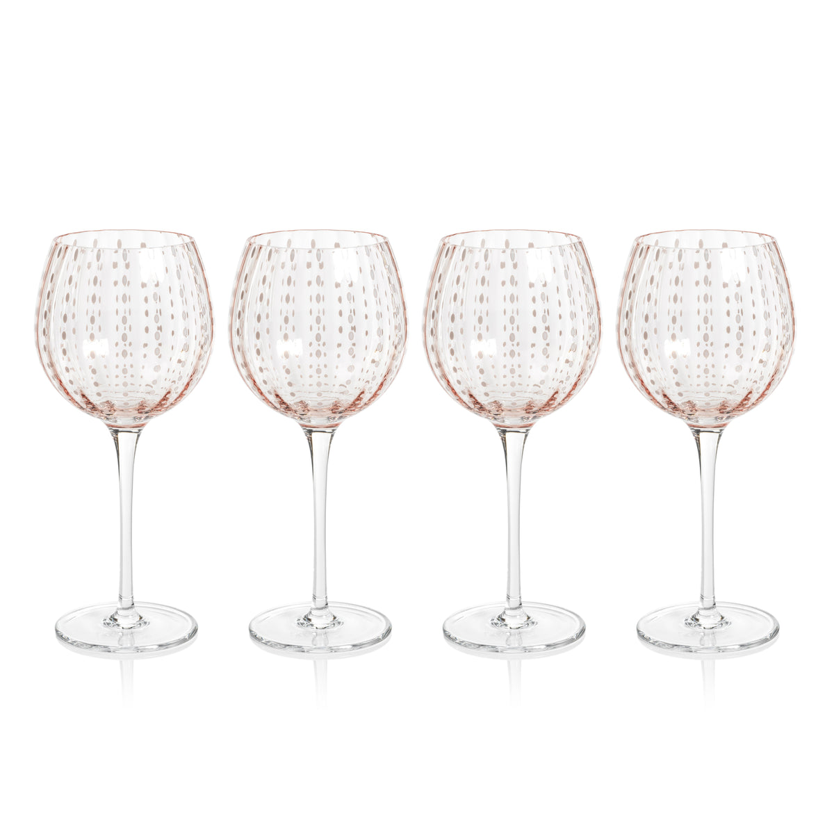 Preston Pink Glass Wine Glasses, Set 4 - Glass Stem Detail | Bone & Brass