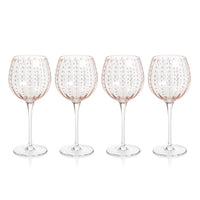 Preston Pink Glass Wine Glasses, Set 4 - Glass Stem Detail | Bone & Brass